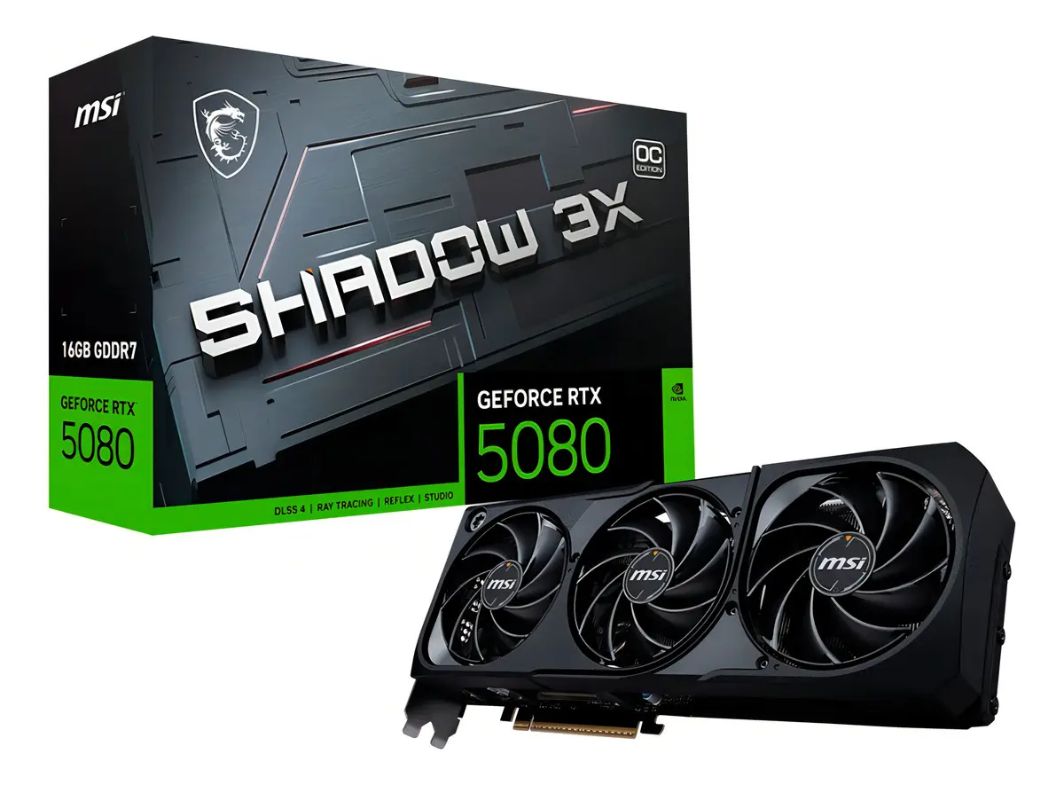 Placa de vídeo MSI GeForce RTX 5080 Shadow 3X OC 16 GB