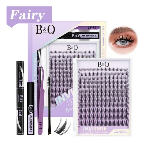 Kit de extensão de cílios B&Q Fairy de mink sintético, curvatura D
